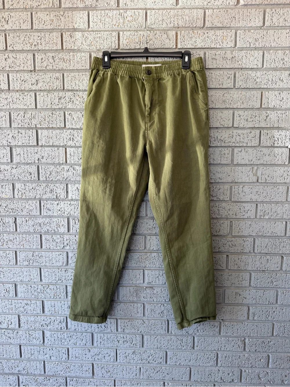 Outerknown Beach Jeans Organic Cotton Elastic Waist Trousers Olive Green Medium